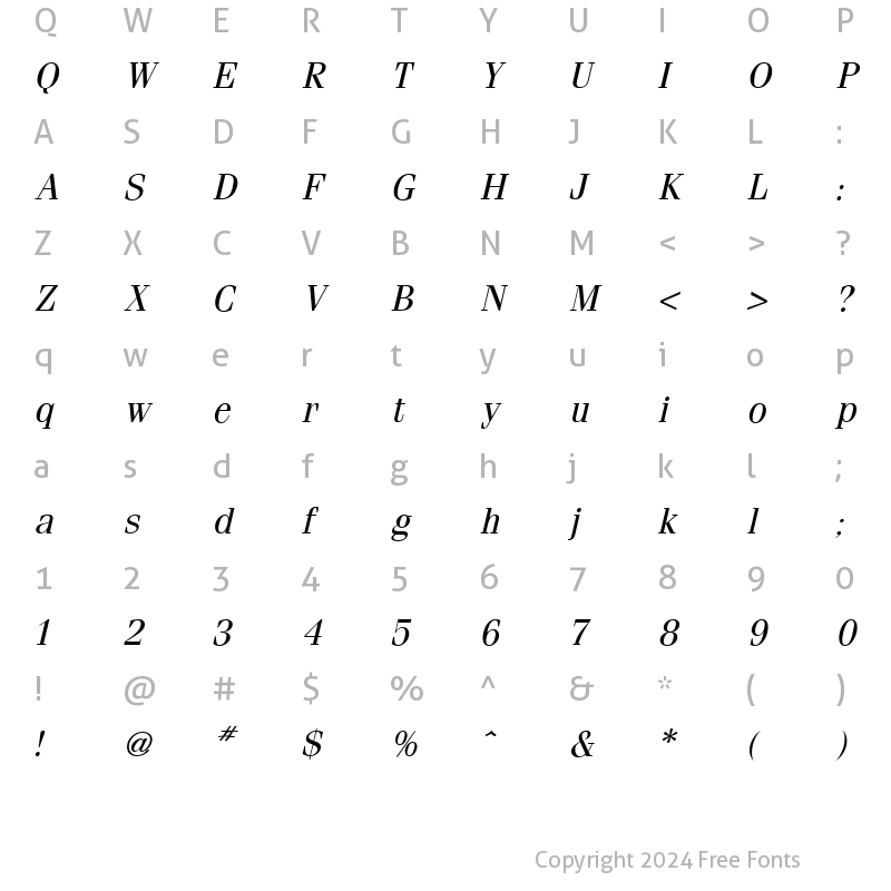 Character Map of Fenice Italic