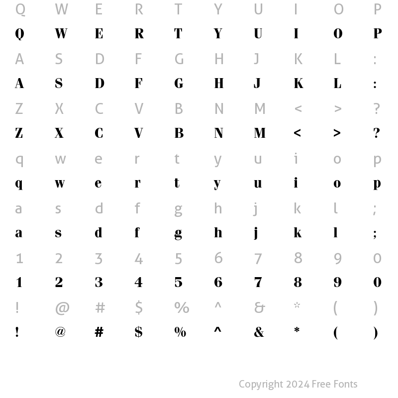 Character Map of FeniceEF-Bold Regular