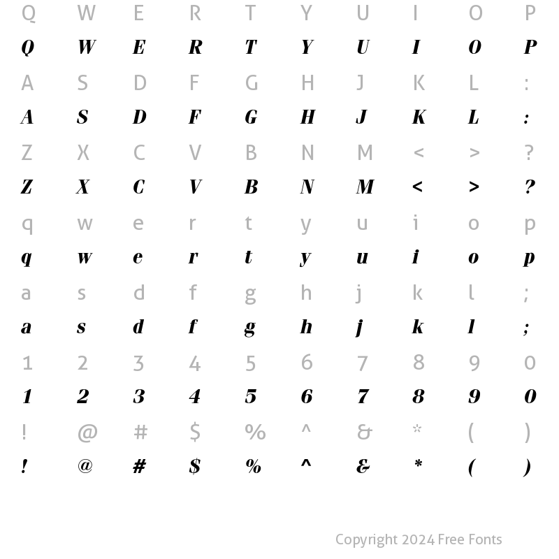 Character Map of FeniceEF-BoldItalic Regular