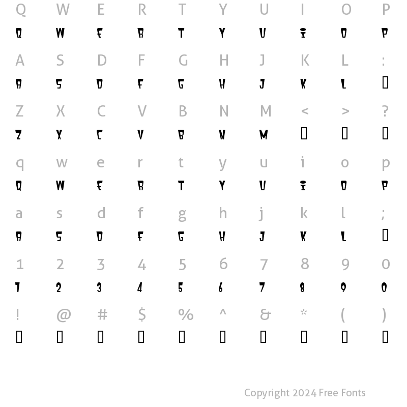 Character Map of fenix header Regular