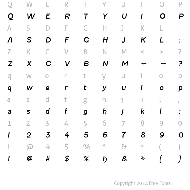 Character Map of Fenwick Italic