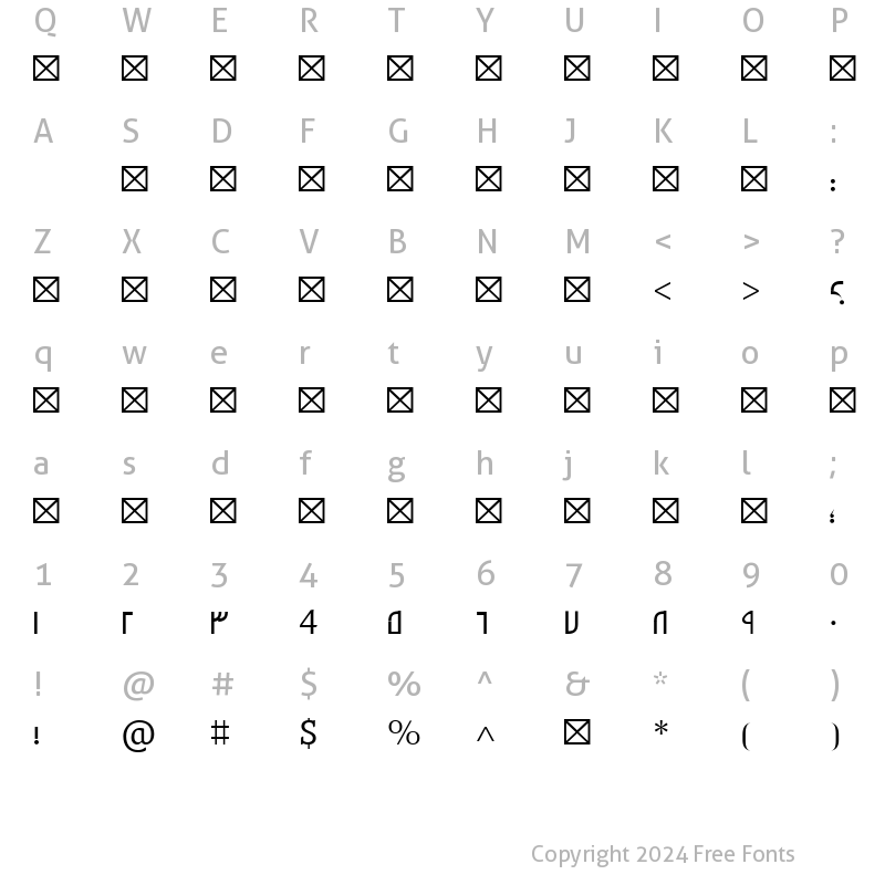 Character Map of Ferdaos Zd Normal Bold