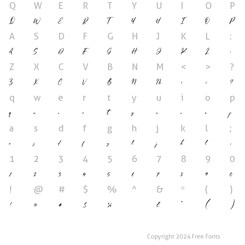 Character Map of Ferguson Hunter Regular