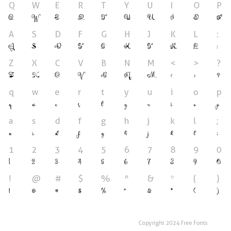 Character Map of Ferlista Regular