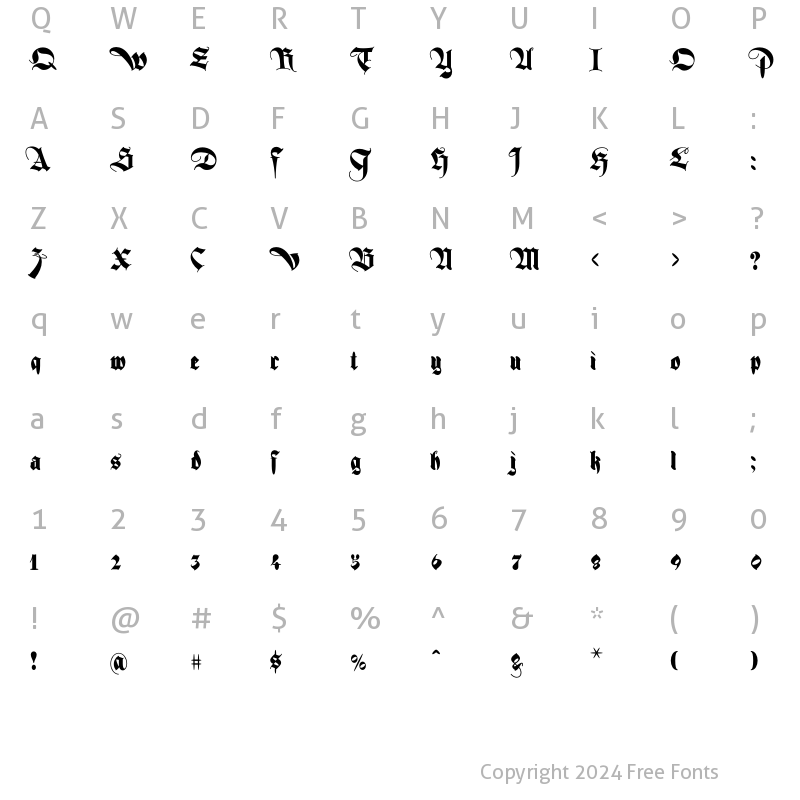 Character Map of Ferox Regular