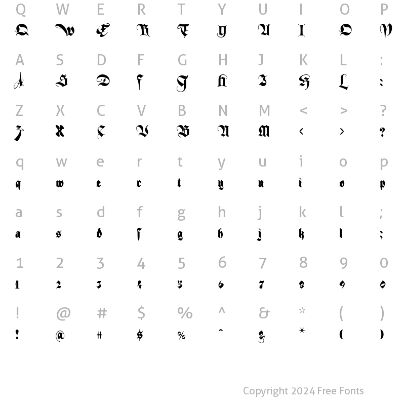 Character Map of FeroxAlternates Regular