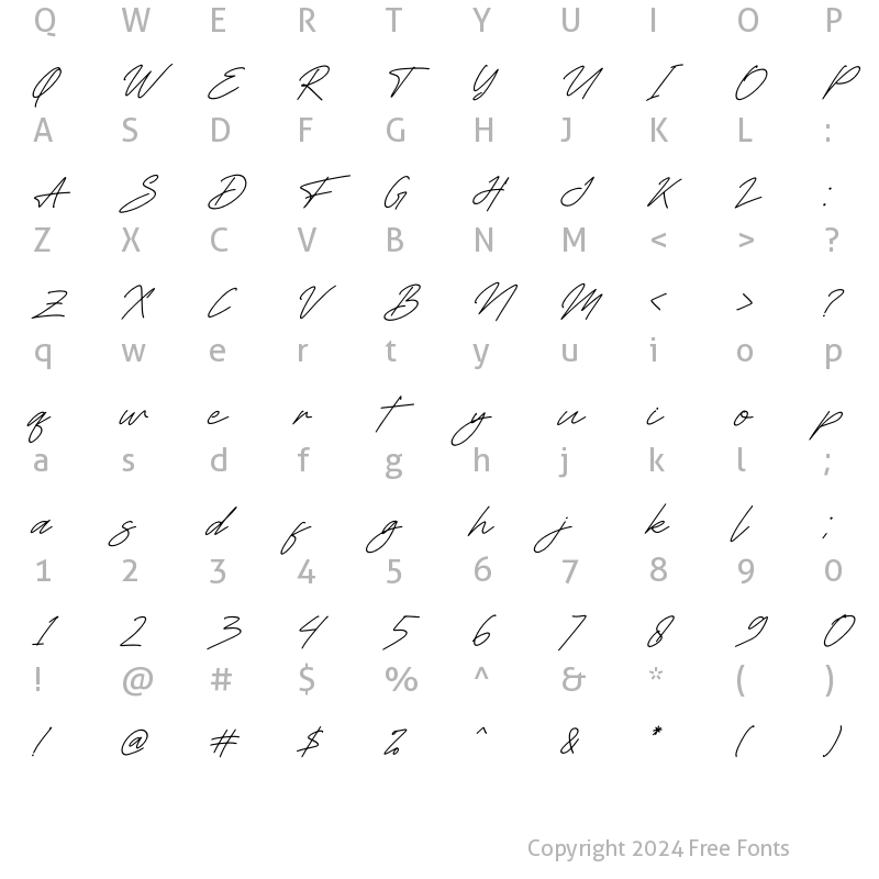 Character Map of Ferttigra Italic