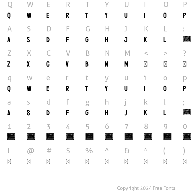 Character Map of Feruka Personal Use