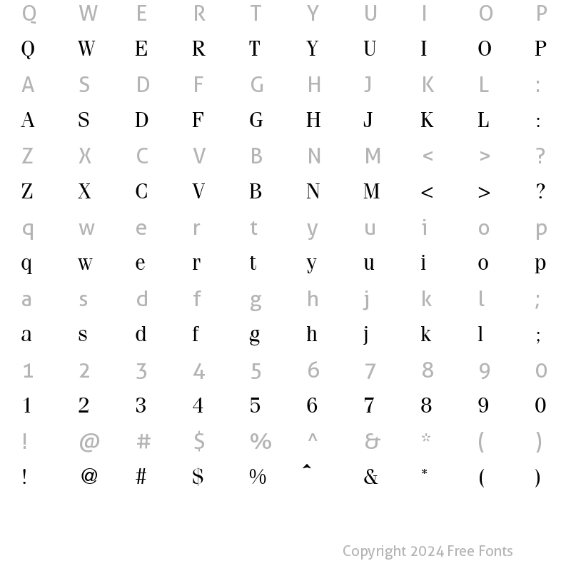 Character Map of Fervent DB Regular