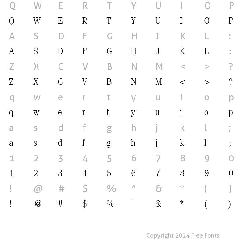 Character Map of FerventLight Regular