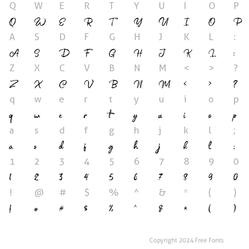 Character Map of Festany Regular