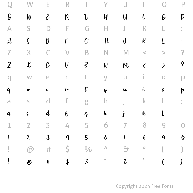 Character Map of Festica Regular