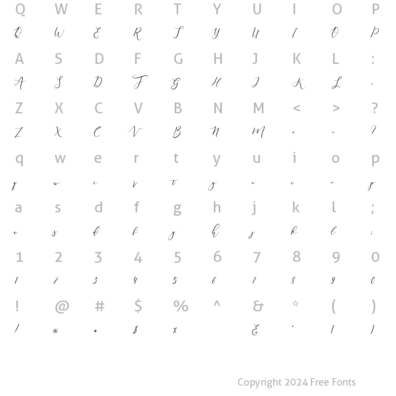 Character Map of Festive Script Pure