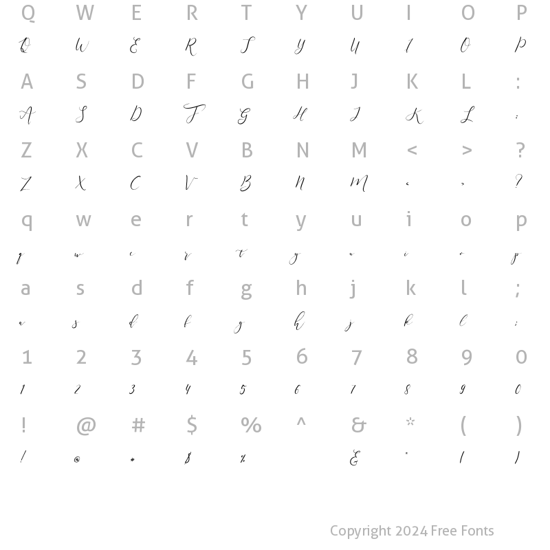 Character Map of Festive Script Rough Ink