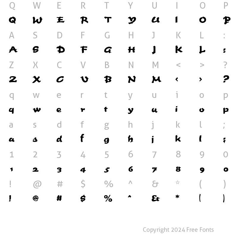 Character Map of Fettash Normal