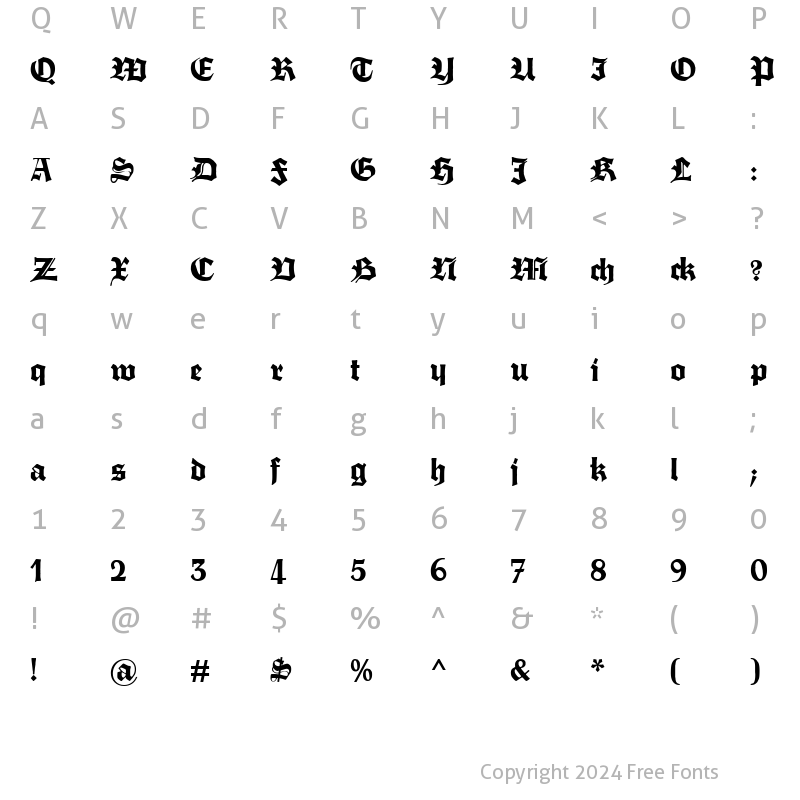 Character Map of Fette Trump-Deutsch Regular