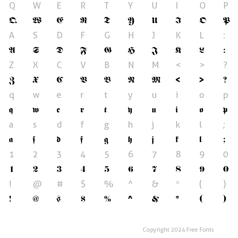 Character Map of FetteFraD Regular