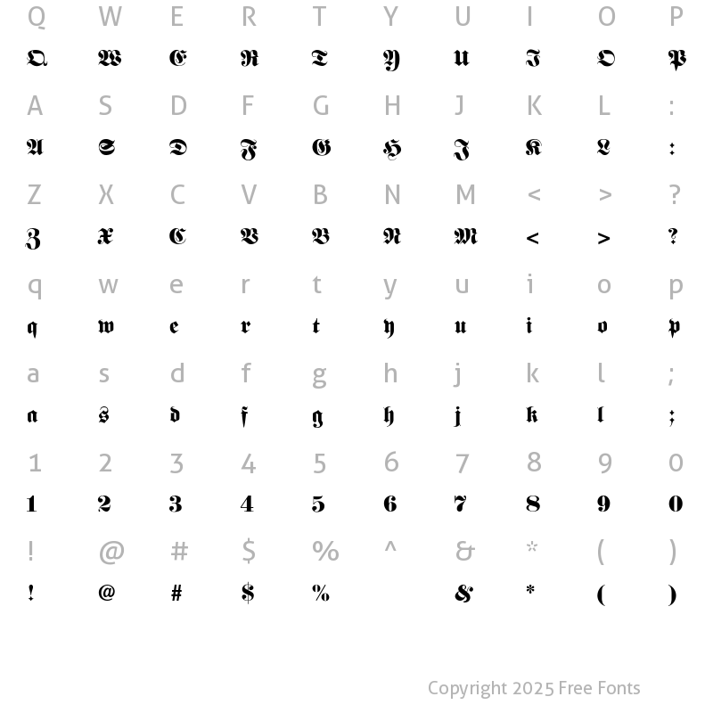 Character Map of FetteFraktur-SemiBold Regular