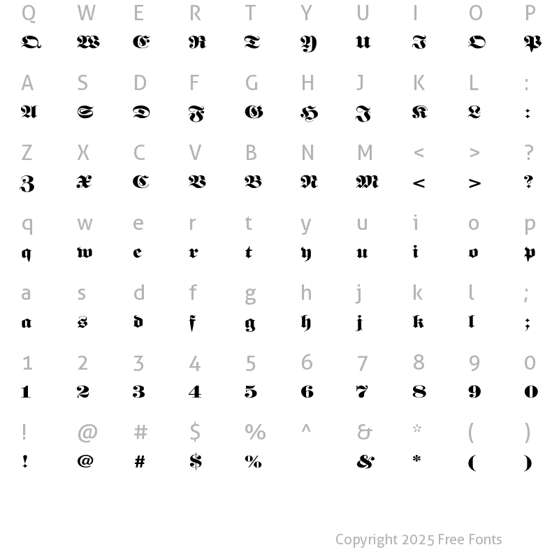 Character Map of FetteFraktur-SemiBold Wd Regular