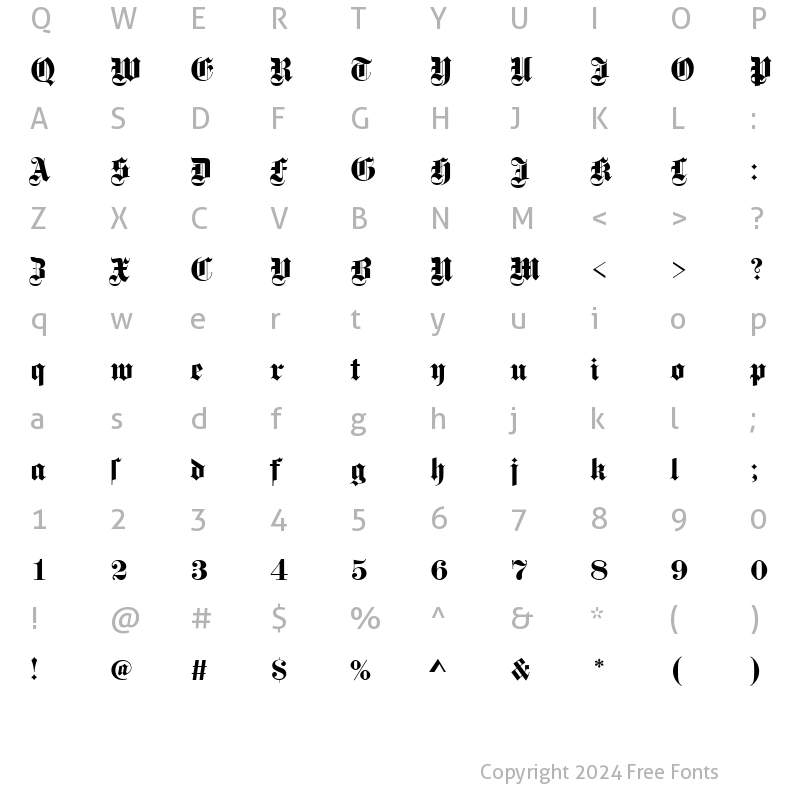 Character Map of FetteGotDEE Regular