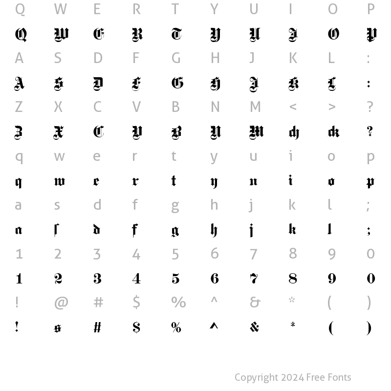 Character Map of FetteGotisch Regular