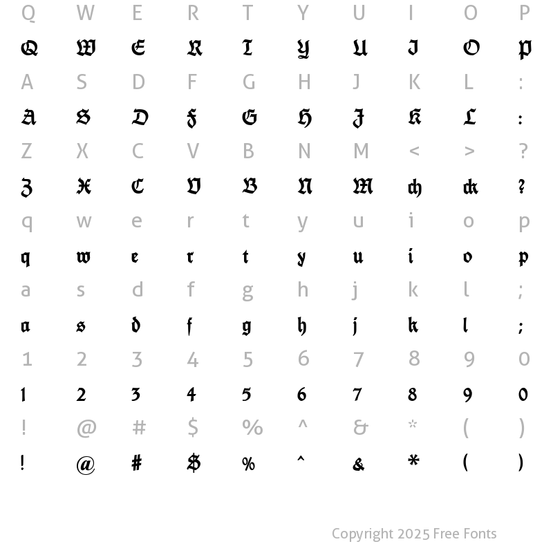 Character Map of FetteThannhaeuser Regular