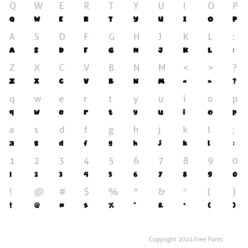 Character Map of Fever Coaster Regular