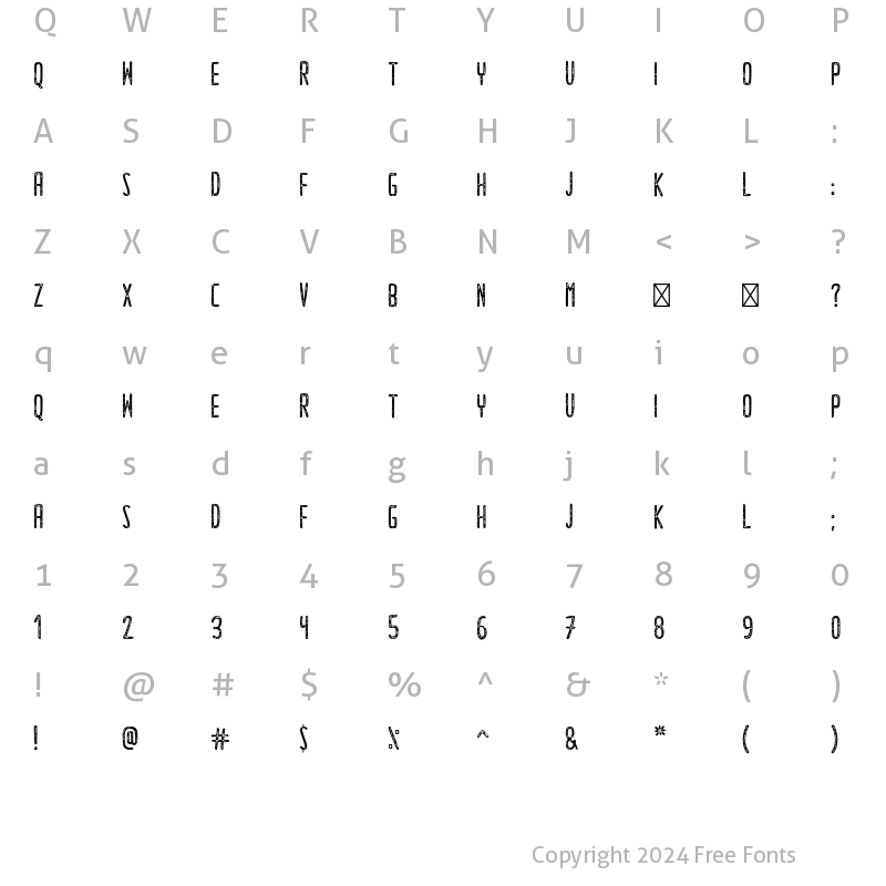 Character Map of FF Taweel Stamp