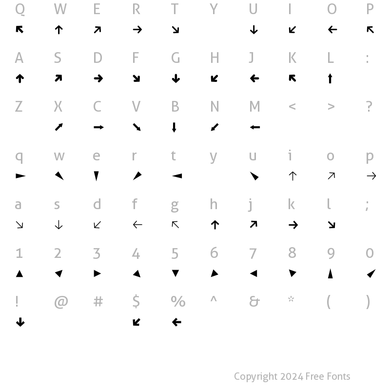 Character Map of FFDingbats ArrowsOne Regular