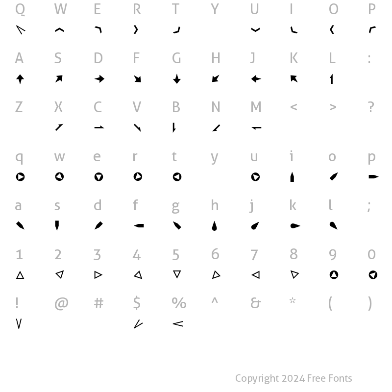 Character Map of FFDingbats ArrowsTwo Regular