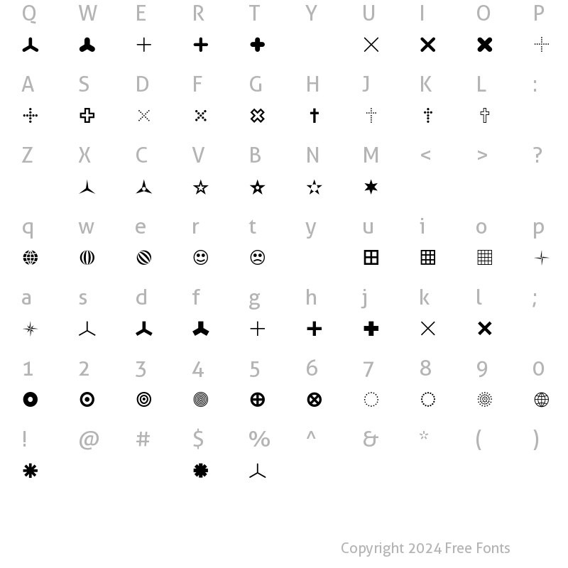 Character Map of FFDingbats SignsOne Regular