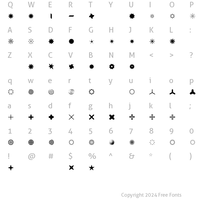 Character Map of FFDingbats SignsTwo Regular