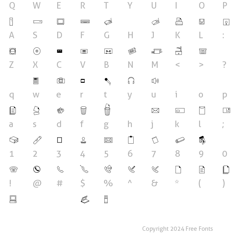 Character Map of FFDingbats SymbolsOne Regular