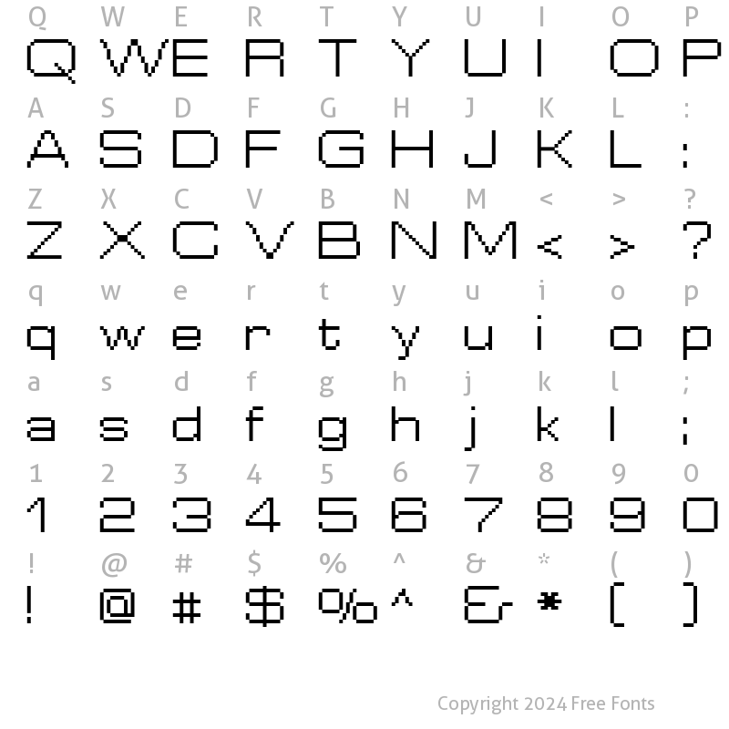 Character Map of FFF Cosmos Condensed Regular