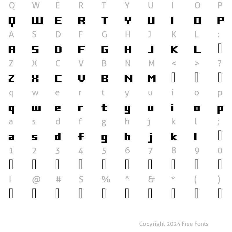 Character Map of FFF Freedom  Trial Regular