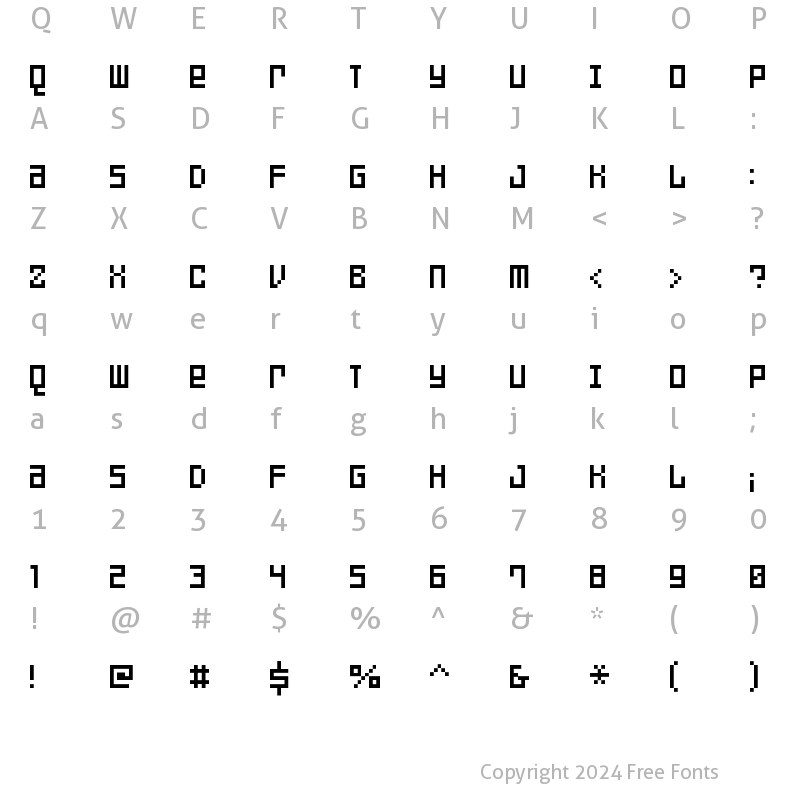 Character Map of FFF Games Thin Extended Regular