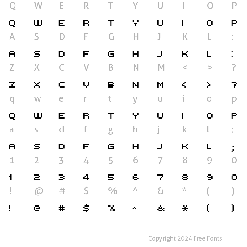 Character Map of FFF Intelligent Thin Regular