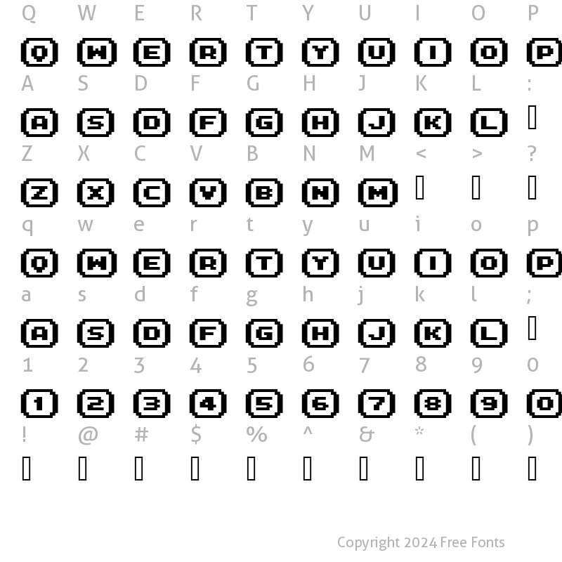 Character Map of FFF Interface05b Regular