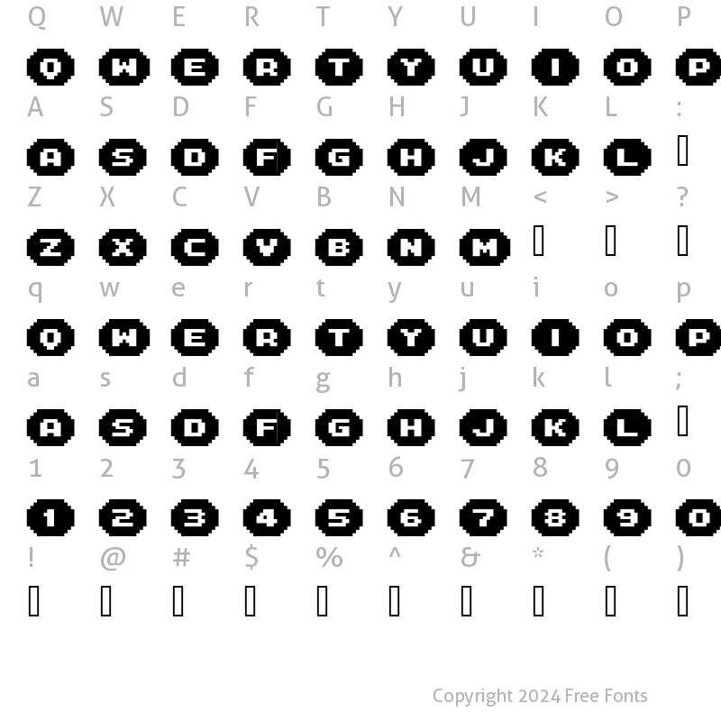 Character Map of FFF Interface08b Regular