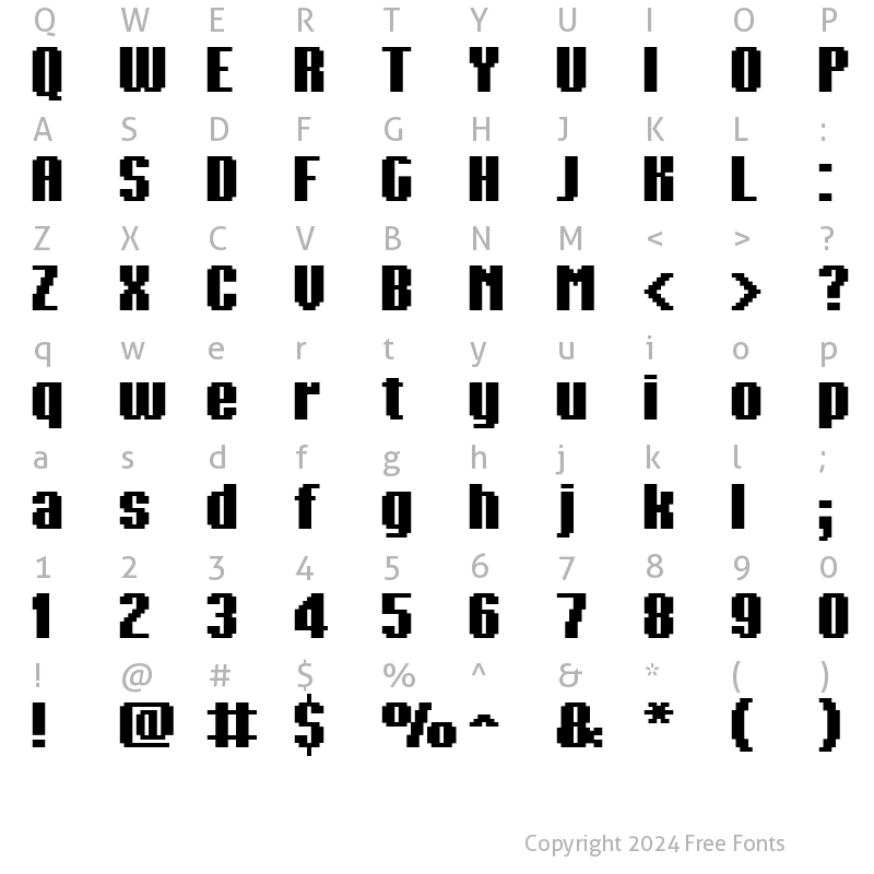 Character Map of FFF Metropolis Extended Regular