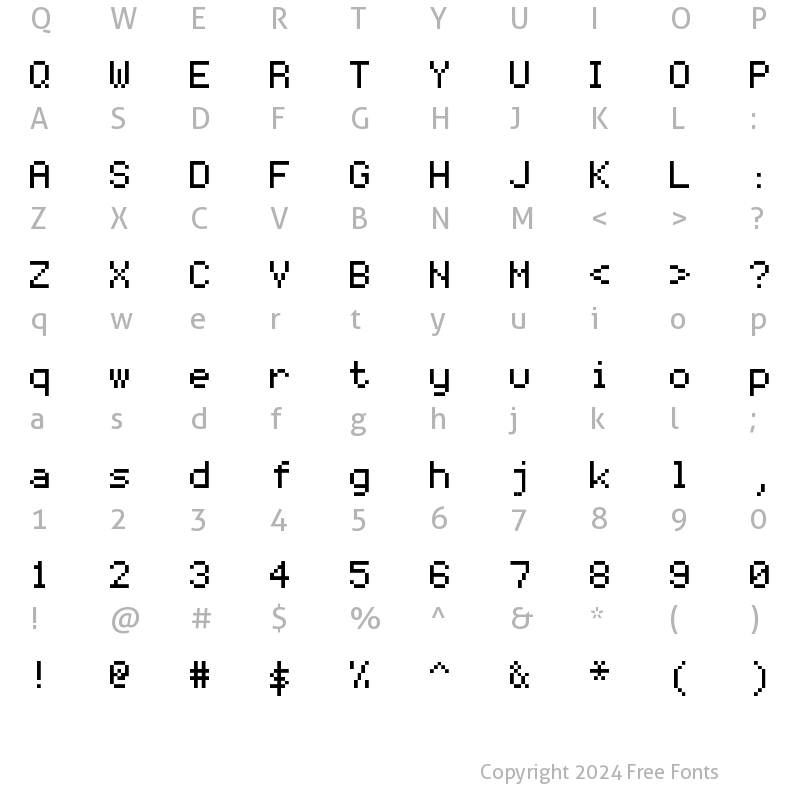 Character Map of FFF Mono01 Regular