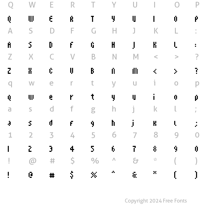 Character Map of FFF Nadador Tight Regular