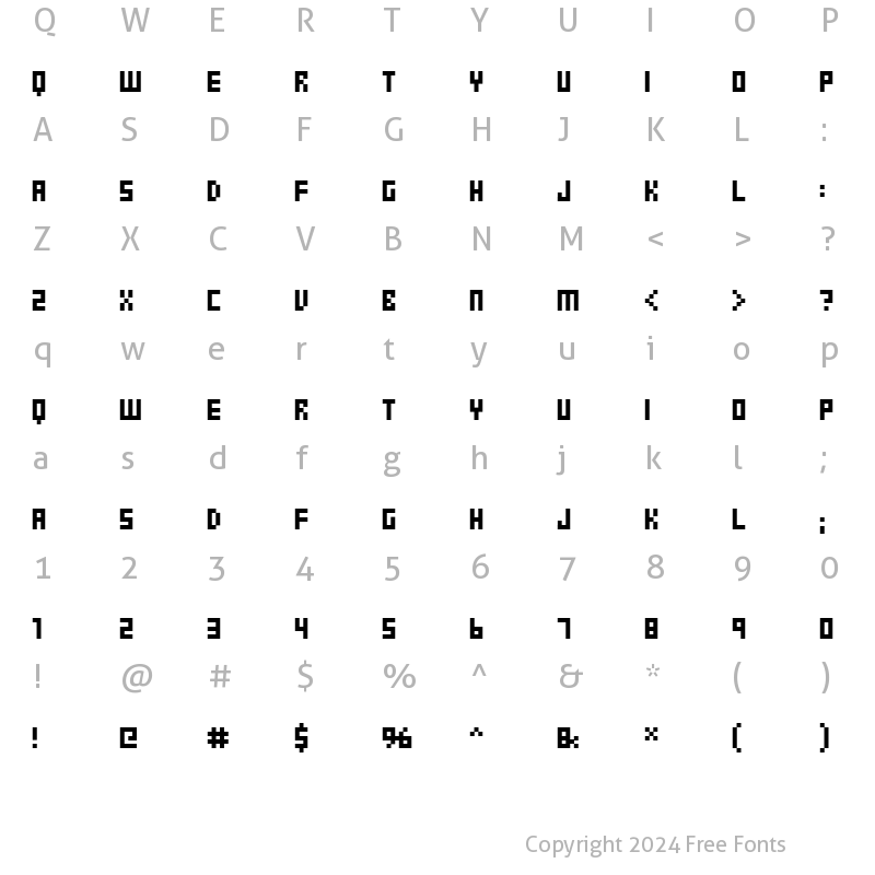 Character Map of FFF Simplicity Extended Regular