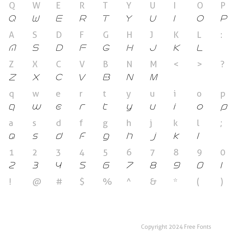 Character Map of Ffg Regular