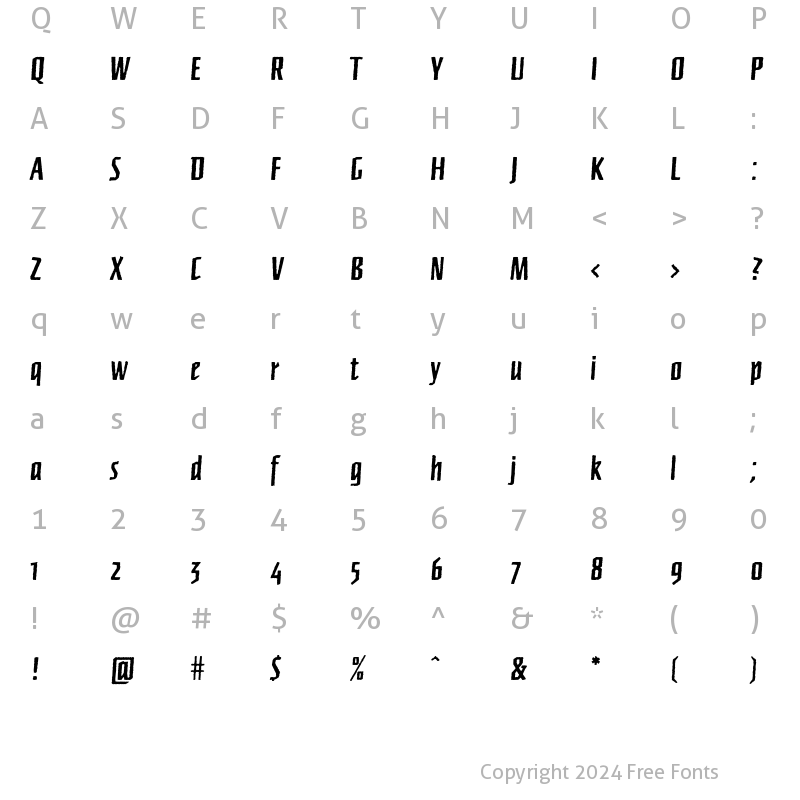 Character Map of FFNewberlinBoldRough Regular