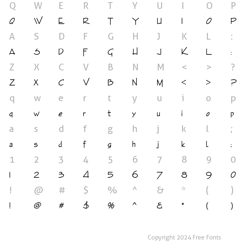 Character Map of FFX Designer HW Regular