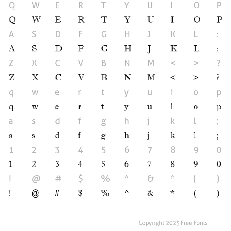 Character Map of FFX Times Engraved Regular