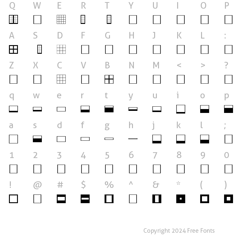 Character Map of FFX Windows Normal