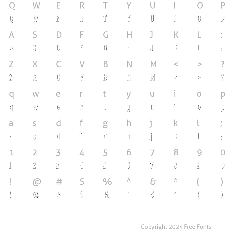 Character Map of FHA Condensed French Shade Regular