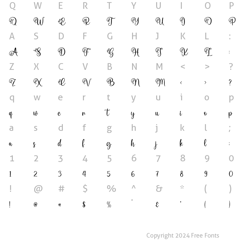 Character Map of Fiallio Regular